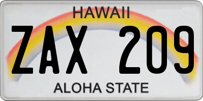 HI license plate ZAX209
