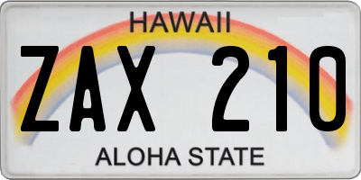 HI license plate ZAX210