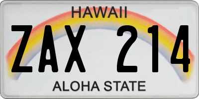 HI license plate ZAX214