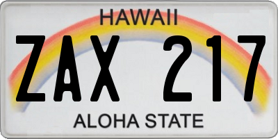 HI license plate ZAX217