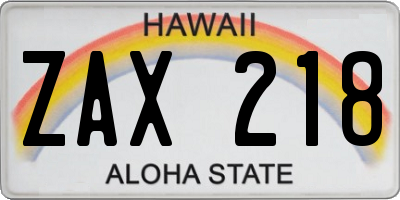 HI license plate ZAX218