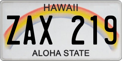 HI license plate ZAX219