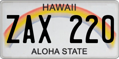 HI license plate ZAX220