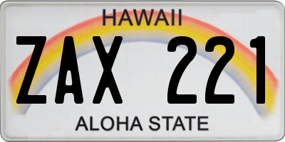 HI license plate ZAX221