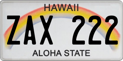 HI license plate ZAX222