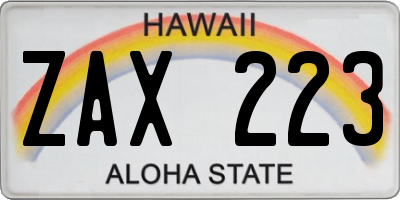 HI license plate ZAX223