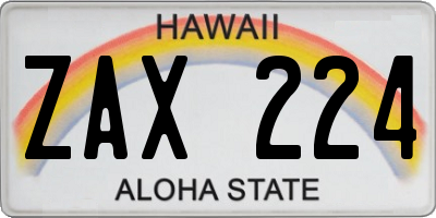 HI license plate ZAX224