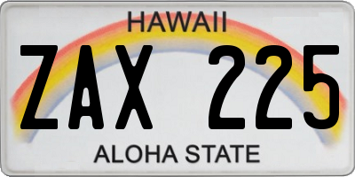 HI license plate ZAX225