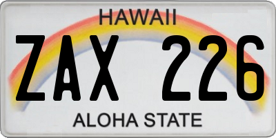 HI license plate ZAX226