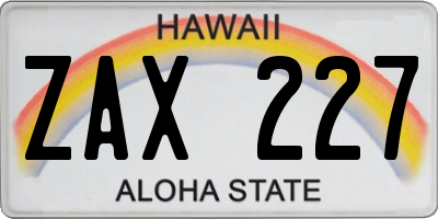 HI license plate ZAX227