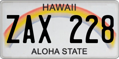 HI license plate ZAX228