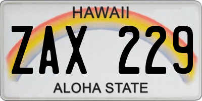 HI license plate ZAX229