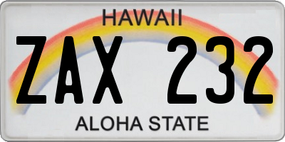HI license plate ZAX232