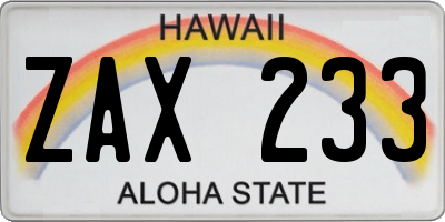 HI license plate ZAX233