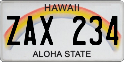 HI license plate ZAX234