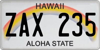 HI license plate ZAX235
