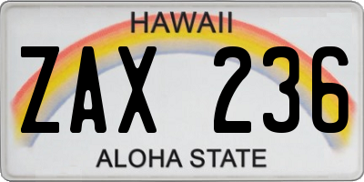 HI license plate ZAX236
