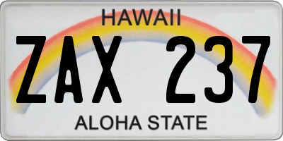 HI license plate ZAX237