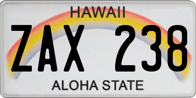 HI license plate ZAX238