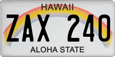 HI license plate ZAX240