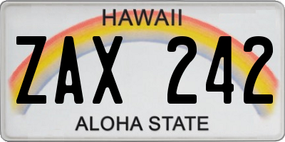 HI license plate ZAX242