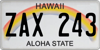 HI license plate ZAX243