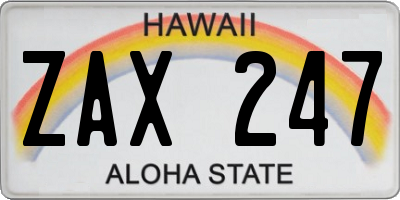 HI license plate ZAX247