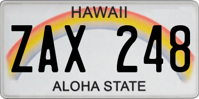 HI license plate ZAX248
