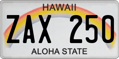 HI license plate ZAX250
