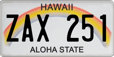 HI license plate ZAX251