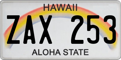HI license plate ZAX253
