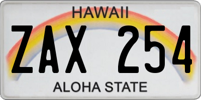 HI license plate ZAX254