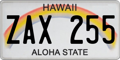 HI license plate ZAX255