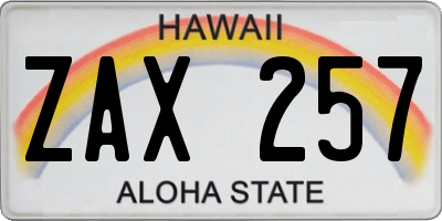 HI license plate ZAX257