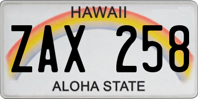 HI license plate ZAX258