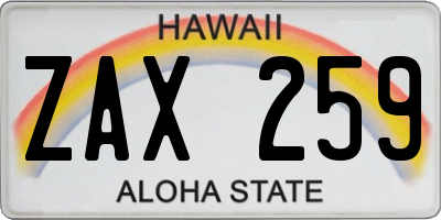 HI license plate ZAX259