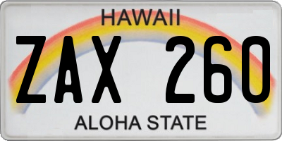 HI license plate ZAX260