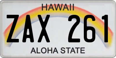 HI license plate ZAX261