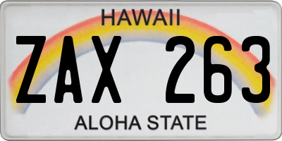 HI license plate ZAX263