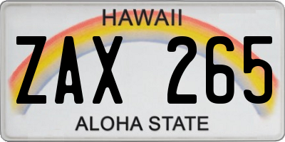 HI license plate ZAX265