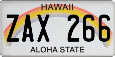 HI license plate ZAX266