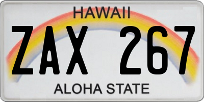 HI license plate ZAX267