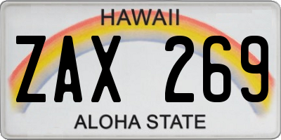 HI license plate ZAX269