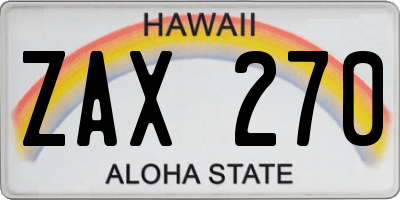 HI license plate ZAX270