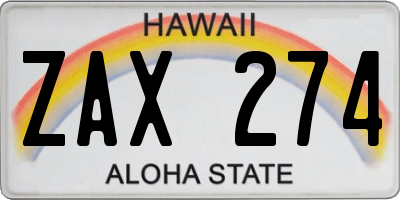 HI license plate ZAX274