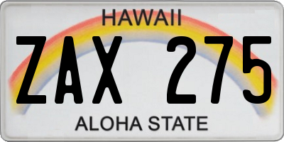 HI license plate ZAX275