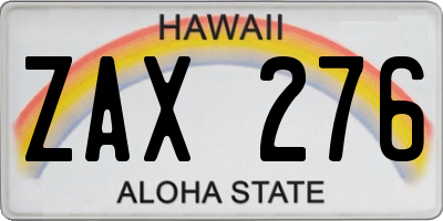 HI license plate ZAX276