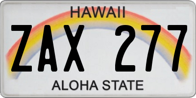 HI license plate ZAX277