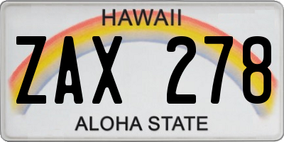 HI license plate ZAX278