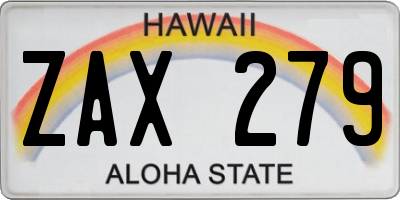 HI license plate ZAX279